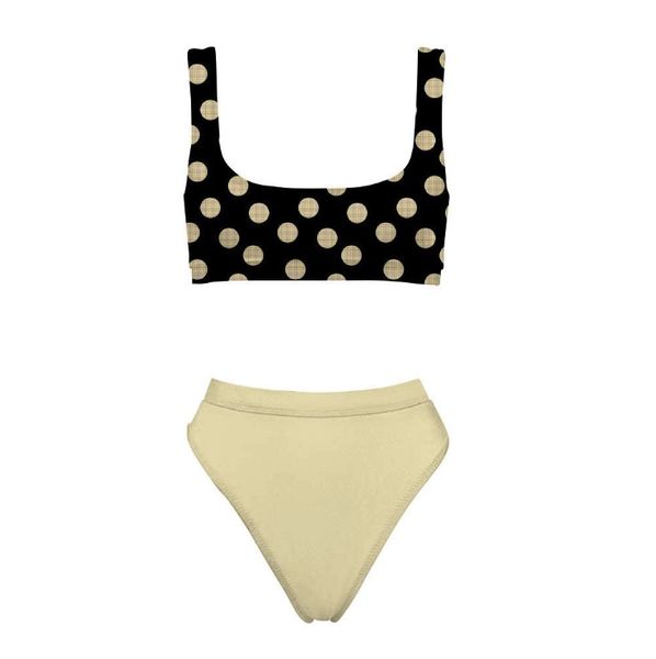 

summer women swimwear fashion spot print female swimsuit bikini 2 pieces bathing set aa, White;black