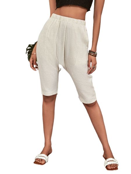 

elastic waist dropÂ crotchÂ shorts f0jh#, White;black