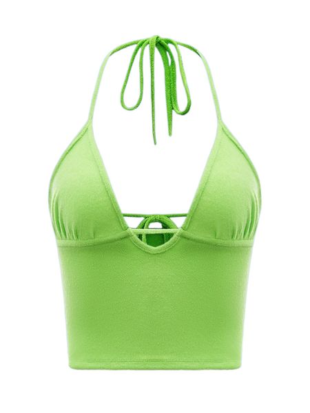 

tie backless crop halter o3wl#, White