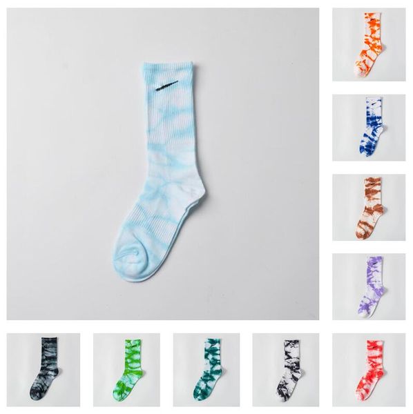 Homens Mulheres Unisex Novidade Colorida Tie-Tinging Sock Sock Cotton Hiphop Sox étnica Casal Long Socks
