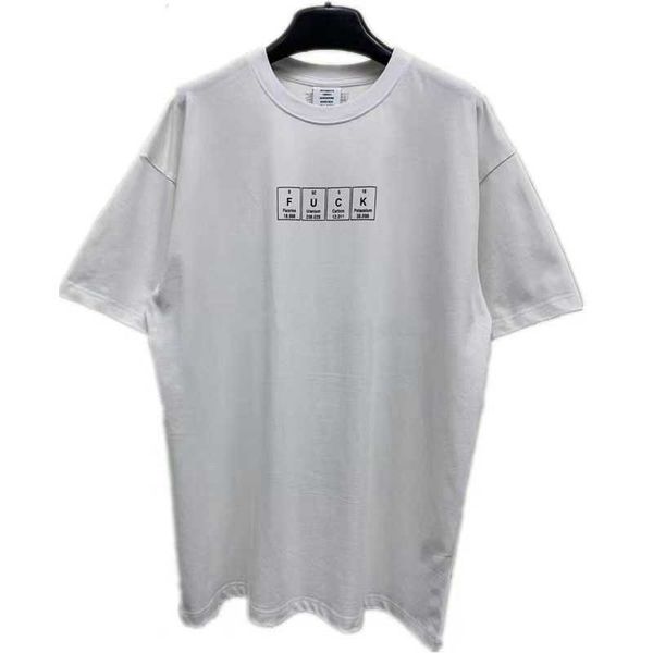 

vetements version designer high legal tide brand weitemeng events element periodic table printed male and female couple short sleeve tshirt, White;black