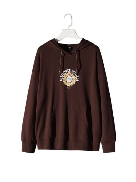 

x dinakara letter graphic drop shoulder drawstring hoodie e4aq#, Black