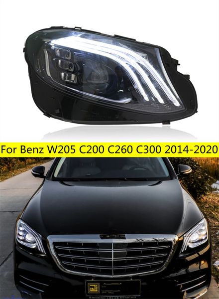 Автомобильные фары для Benz W205 2014-20 20 C200 C260 C300, полностью светодиодные фары, автомобильные тюнинговые светильники, детали Plug and Play