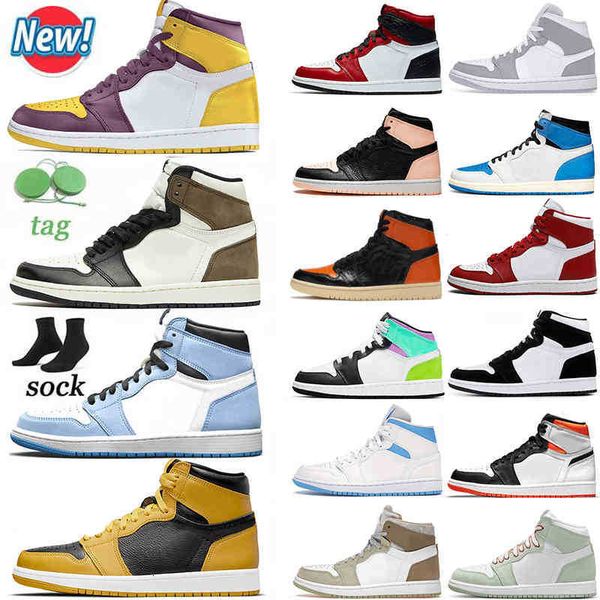

1s university blue mens women basketball shoes jumpman 1 high og dark mocha pollen brotherhood twist trainers hyper royal seafoam sneakers, Black