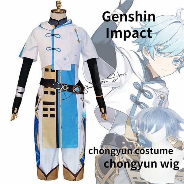 Anime Game Genshin Impact Chongyun Uniform Outfit Costume Cosplay Chun Yun Halloween Party Fancy Dress For Men Women 220812