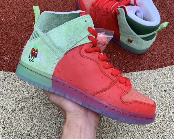 

mens shoes dunks high strawberry cough basketball shoe sports sneakers color university red/spinach green/magic ember size 36-47 available