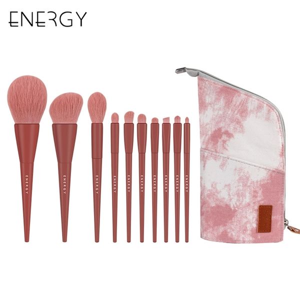 

energy makeup brushes synthetic hair foundation powder eye shadow set professional 10pcs tools gift 220621