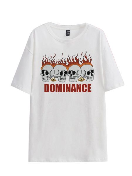 

x lockdsg skull & letter graphic drop shoulder tee h1sj#, White