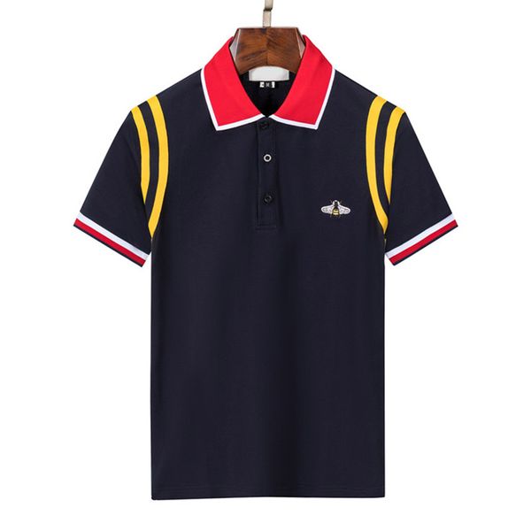 

new luxuryt designers t-shirt for men stripe fashion polo shirt tee mens high street snake little bee tiger print shirt size m -3xl, Black;brown