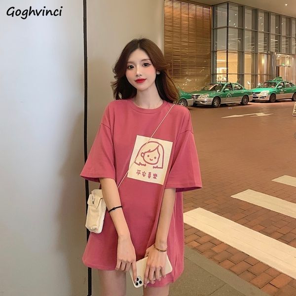 

t-shirts women cartoon printed kawaii pink large size 2xl korean style harajuku all-match selling trendy daily chic, White