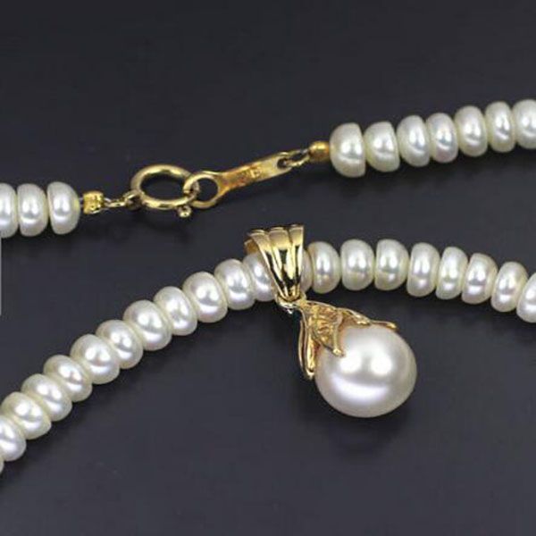 Akoya Freshwater White Pearl подвесное ожерелье 18 дюйма