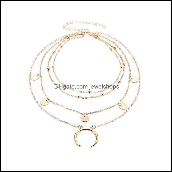 

chains star moon neck chain retro clavicle four layer female drop delivery 2021 jewelshops dheri, Silver
