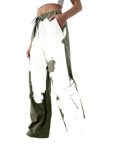 

solid flap pocket pants 63ir#, Black;white