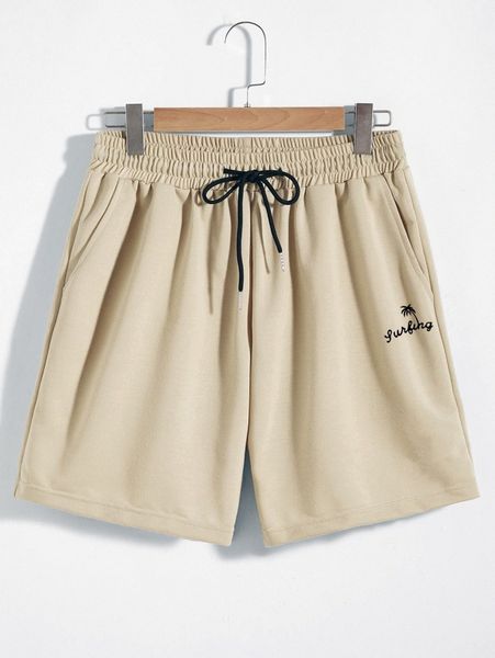 

men letter graphic drawstring waist shorts q47v#, White;black