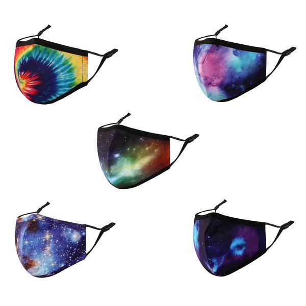 

children's cloth face masks reusable starry sky printed dust-proof mask with adjustable ear loops and filter pocket