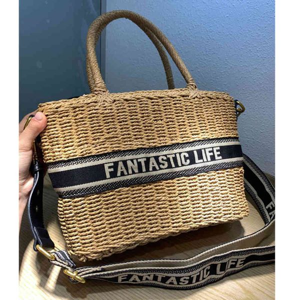 

outlet letter woven bag women new basket sling shoulder messenger bag portable large capacity hand woven straw bag