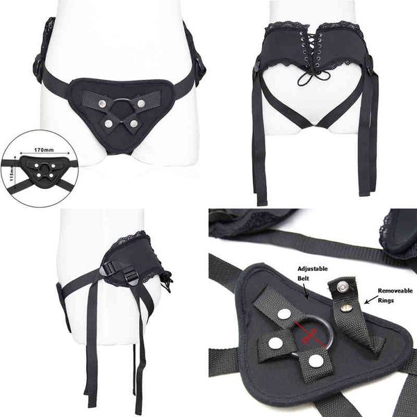 Nxy SM Bondage Camatech Cinturino in pizzo su dildo Strapon Pantaloni per pene con O ring Accessori per imbracatura stile corsetto regolabile Giocattolo del sesso lesbico 220426