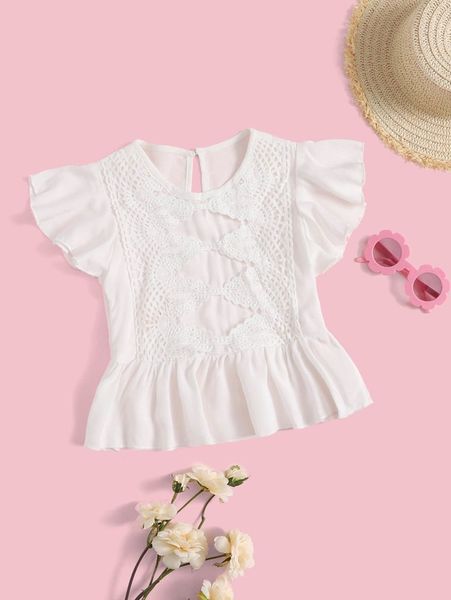 

toddler girls ruffle armhole lace detail peplum she, White;black