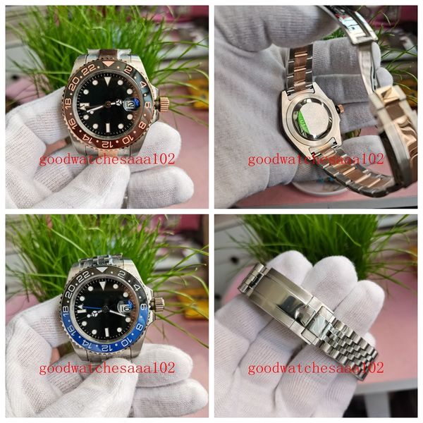 

u1 fashion watches 40mm black dial 126710 126711 sapphire stainless steel eta 2813 movement automatic watch men's wristwatches, Slivery;brown