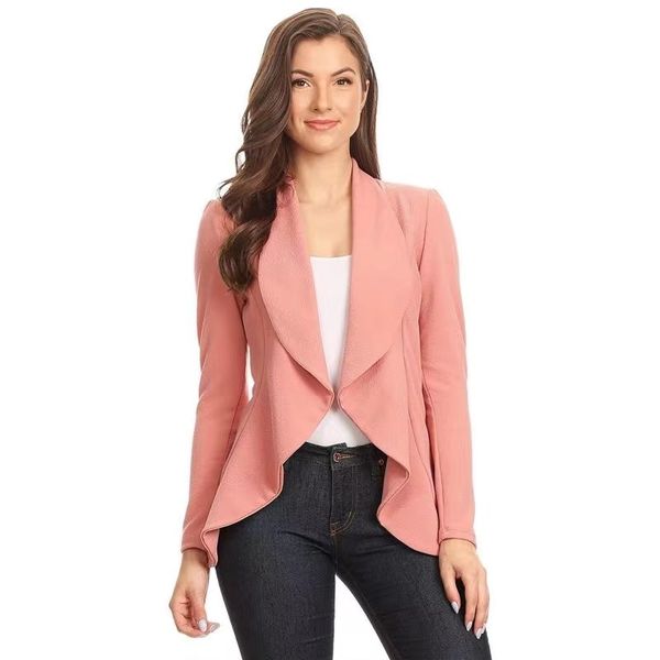 

t7015 women's suits & blazers spring long sleeve fashion temperament irregular small blazer top, White;black