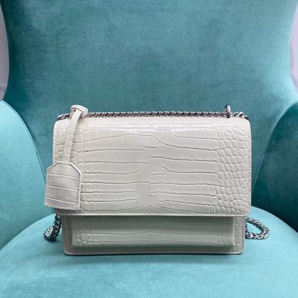 

designer chain bags genuine real leather handbag purse crocodile cowhide graceful luxury women soft black red brand fashion camera baguette