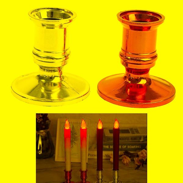 Portacandele 2 pz/set Supporto in plastica Base Candeliere Cono Oro Argento Per la festa domestica Decorazione di nozze di Natale Candela