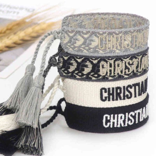 

fashion brand classic jewelry bangles women men handmade cotton signture embroidery bracelet designer woven bangle fabrics luxury bracelets, Black