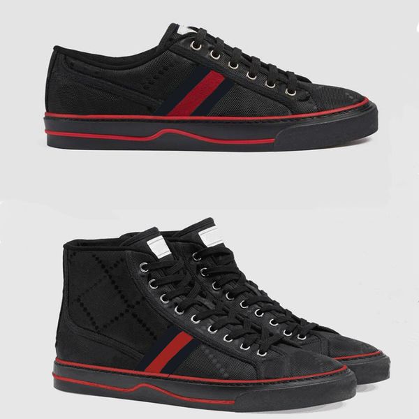 

men's off the grid high sneaker designer shoes green red web stripe canvas runner trainers sneakers women rubber sole shoe with box, Black
