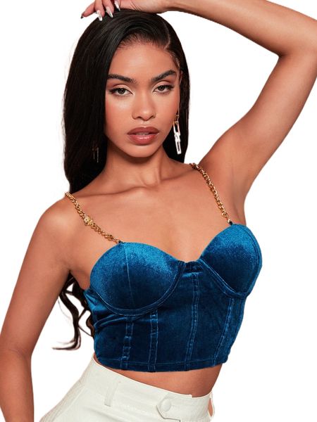 

bae velvet bustier chain cami j9fo#, White