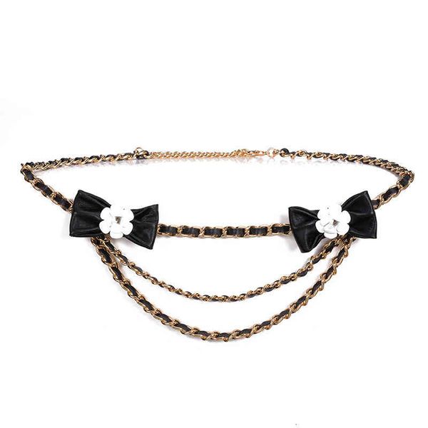 

belts cowhide bow waist chain fashion wear leather small fragrance net red elegant temperament decorative belt 4b7v, Black;brown
