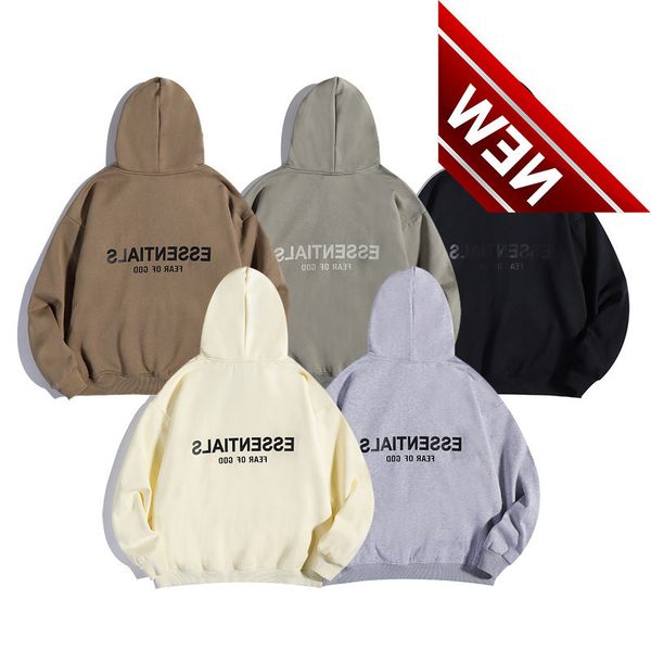 

2022 new double thread ess glue pressing three-dimensional fg letter sweater hoodie men's plush sweater, Black