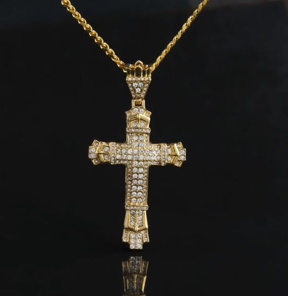 

18k plated gold hip hop cz diamond chains inlaid large gem necklace light luxury pendant for men and women, Silver