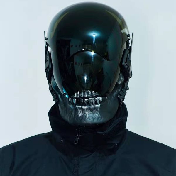 Cyber Punk Cosplay Bloodsport Dc Skull Mask con luci a LED, festival musicali e oggetti di scena rock adatti per Halloween e feste 220411