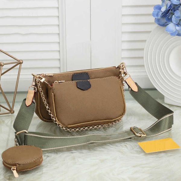 

multi pochette accessoires bags wallet shoulder 3 piece set cross body messenger handbag women flower 3pcs designer black pink