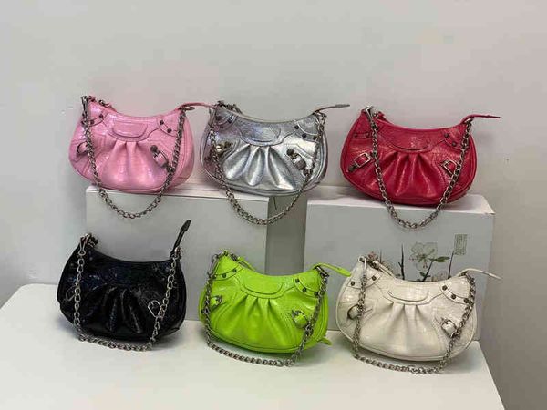 

7a+women le cagole mini bag hobo half moon axillary chain handbag women luxury designer motorcycle saddle shoulder crossbody messenger coin