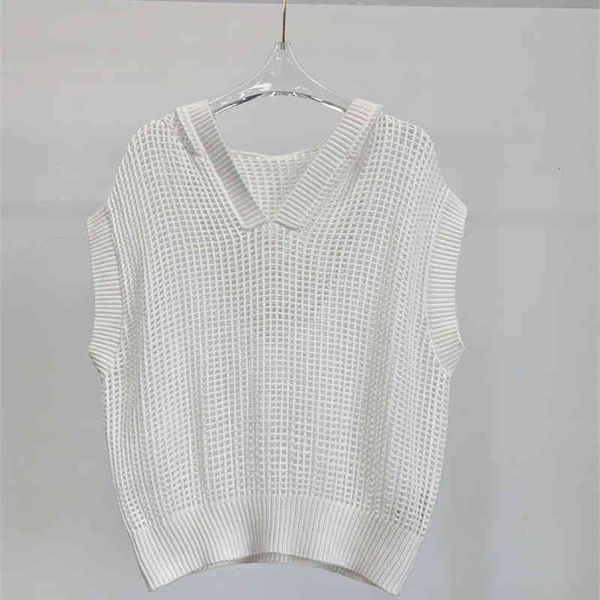 

women's tanks camis xiaowo vest hoodie french woven hollow fishnet cotton knitted in summer, White