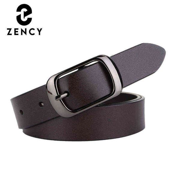 

zency women waistband for jeans soft cowhide leather belt dress lady simple casual female cinturones black t220722, Black;brown