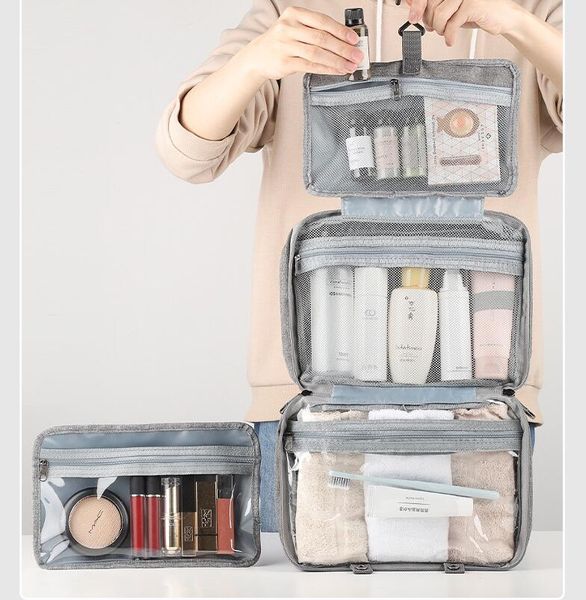 Kosmetik-Make-up-Taschen zum Aufhängen, Reise-Kulturbeutel für Damen und Herren, Make-up-Pinselhalter mit Haken, Organizer-Etui für Toilettenartikel und Zubehör