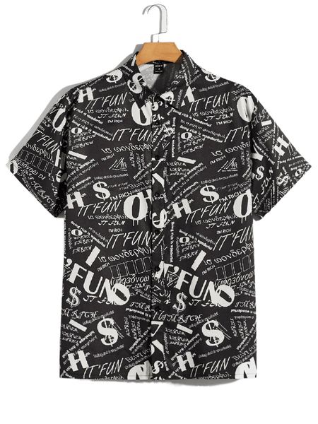 

men random letter graphic shirt m9jm#, White;black