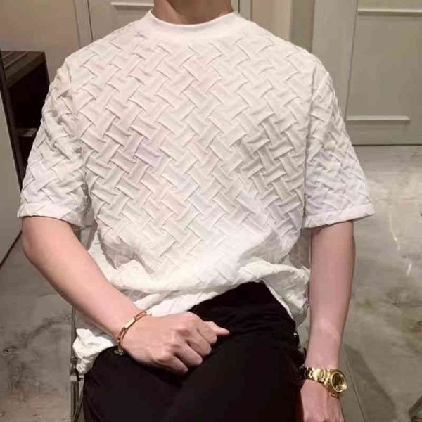 

summer men's round neck short-sleeved t-shirt bottegav new european and american trend organza fashion ins selling bv men clothing, White;black