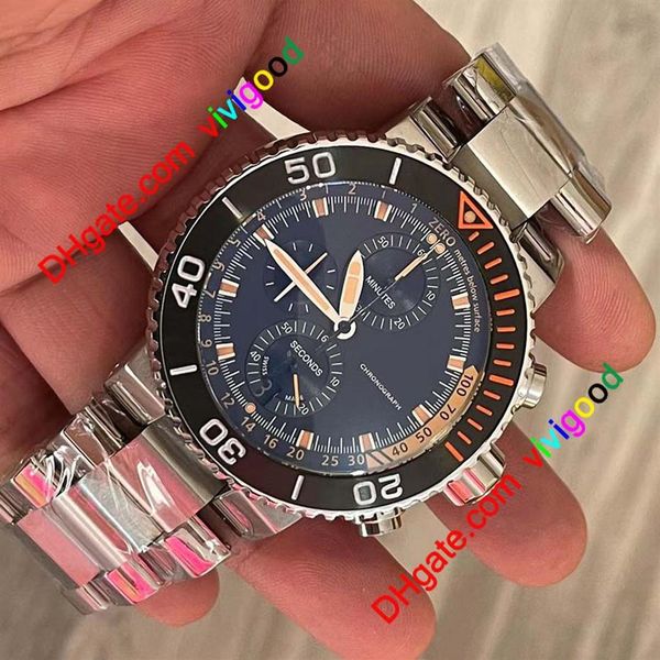 

2021 quality ori vk quartz watch men black dial full function stainlesss band sport watch244r, Slivery;brown