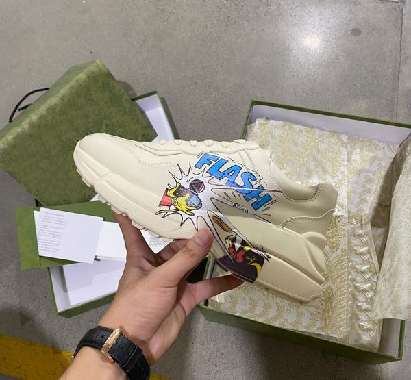 

2022 designer shoes rhyton sneakers beige men trainers vintage luxury chaussures ladies shoe designers sneaker size 35-46, Black