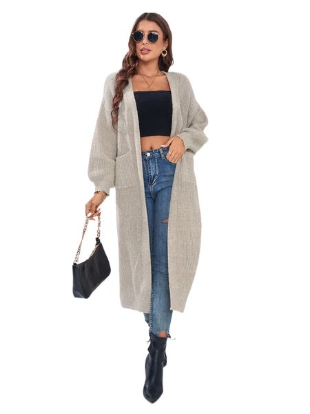 

lantern sleeve cardigan without belt j34o#, White;black