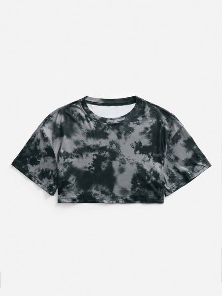 

1pc tie dye crop tee z9c1#, White