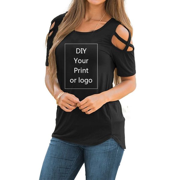 Индивидуальная печатная футболка для женщин Diy Yours as P O или Mercerized Cotton Casual Hole Phoulding Полая кружева футболка 220614