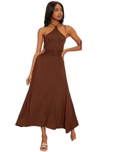 

newness tied backless cutout cami dress g3in#, Black;gray