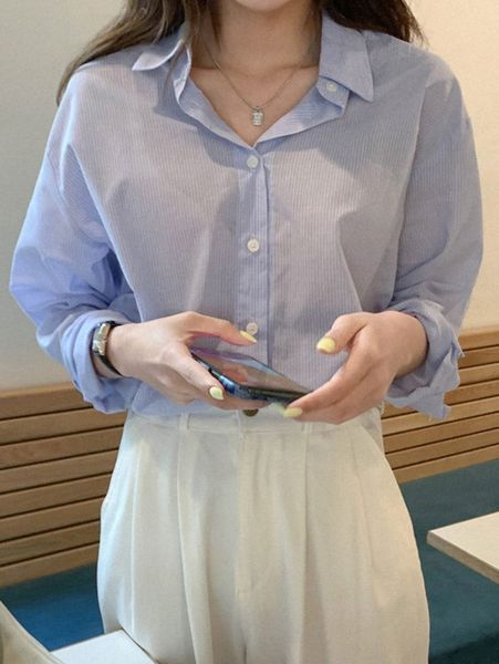 

dazy pinstriped button through blouse o83i#, White