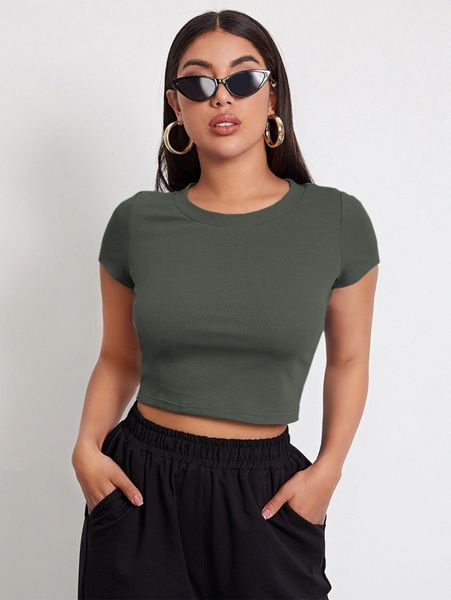 

rib-knit crop y8bw#, White