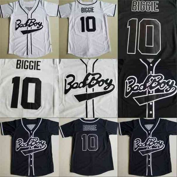 Xflsp Maglia da baseball Biggie SMALLS # 72 BAD BOY Notorious Big Movie Jersey Ricamo cucito Bianco Nero Maglia vintage di alta qualità