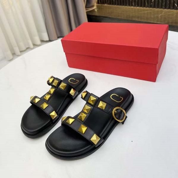

2022 designer women sandals sandals velcro classic slippers real leather slides platform flats shoes sneakers boots with dustbag by new01 12, Black
